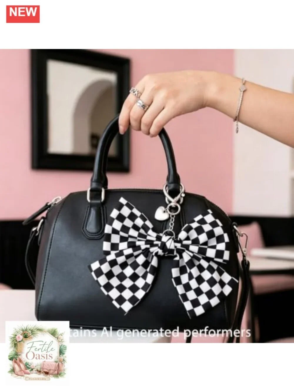 Metal Bow Bag Charm Purse Keychain Decorative Accessory